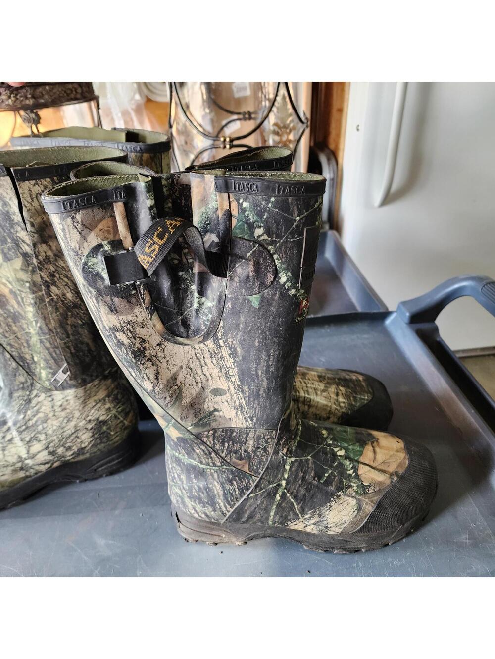 Itasca Men’s Camo Rubber Hunting Boots Waterproof Pull On Size 10